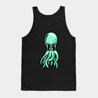 Cute Green Octopus Illustration Cartoon Tank Top